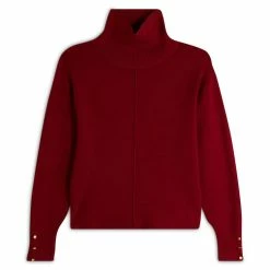 Nouveau ❤️ IN EXTENSO Pull Col Roulé Rouge Bordeaux Femme 😍 -dona-lisa unnamed file 103