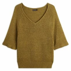 Meilleur prix 🎁 IN EXTENSO Pull Tiny Col V Manches Avec Volants Vert Femme 🎁