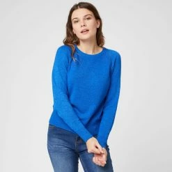 Promo 🥰 IN EXTENSO Pull Tiny Col Rond Bleu Vif Femme ✔️