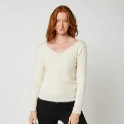 Offres ✔️ IN EXTENSO Pull Col V Poilue Femme 🔔