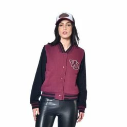 De gros 🔥 VONDUTCH Veste Femme Courte Bi-colore Avec Badges Brodes Mini 👍