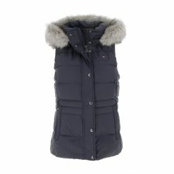 Vente flash ❤️ Tommy Hilfiger Doudounes Sans Manches Tommy Hilfiger Tyra Down Vest With Fur Nv Bleu 7-219 😀