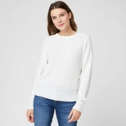 Offres 👏 IN EXTENSO Pull Tiny Col Rond Blanc Femme 😀