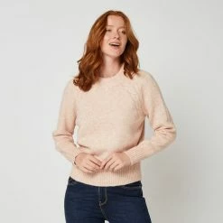 Grosses soldes 🌟 IN EXTENSO Pull Col Rond Rose Femme 🔥