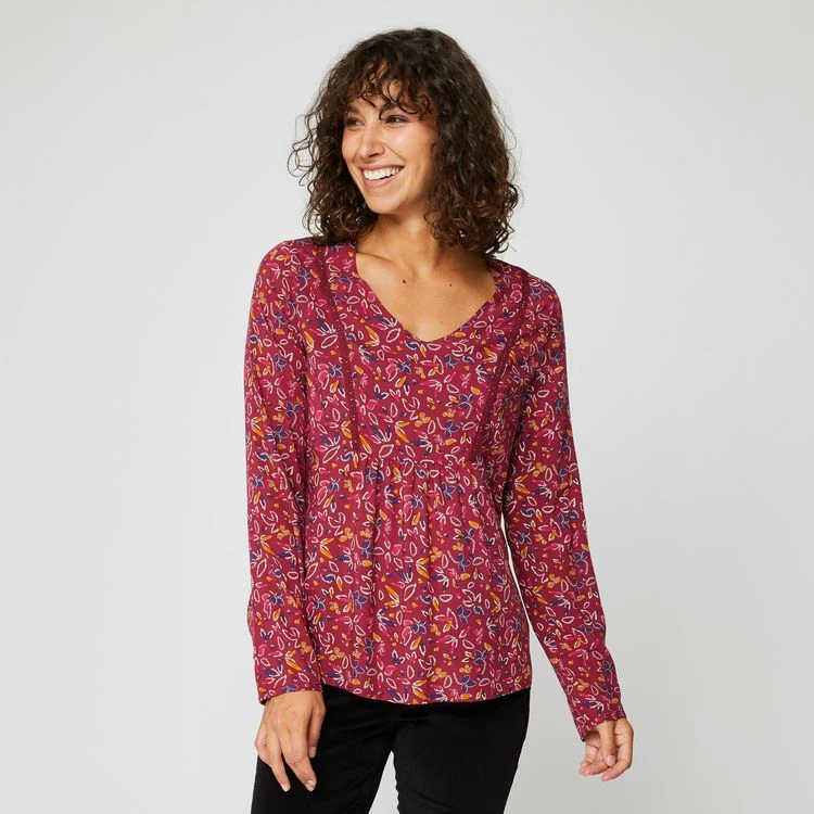 Nouveau 🧨 IN EXTENSO Blouse Col V Avec Galon Femme 🧨 1 Nouveau 🧨 IN EXTENSO Blouse Col V Avec Galon Femme 🧨