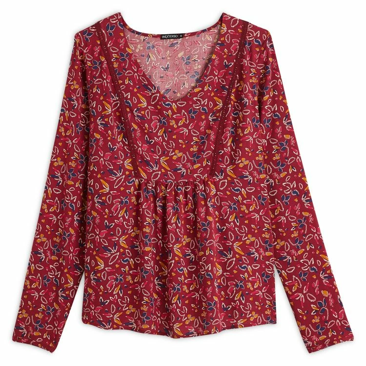 Nouveau 🧨 IN EXTENSO Blouse Col V Avec Galon Femme 🧨 3 Nouveau 🧨 IN EXTENSO Blouse Col V Avec Galon Femme 🧨 – Image 3