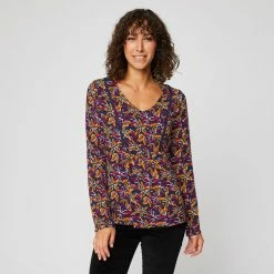 Nouveau 🎁 IN EXTENSO Blouse Col V Avec Galon Femme 😍