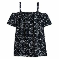 Nouveau 🎁 IN EXTENSO Chemisier Bardot Noir à Pois Femme 🌟