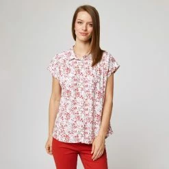 Tout neuf ✔️ IN EXTENSO Blouse Manches Courtes Col Chemise à Fleurs Femme ✨