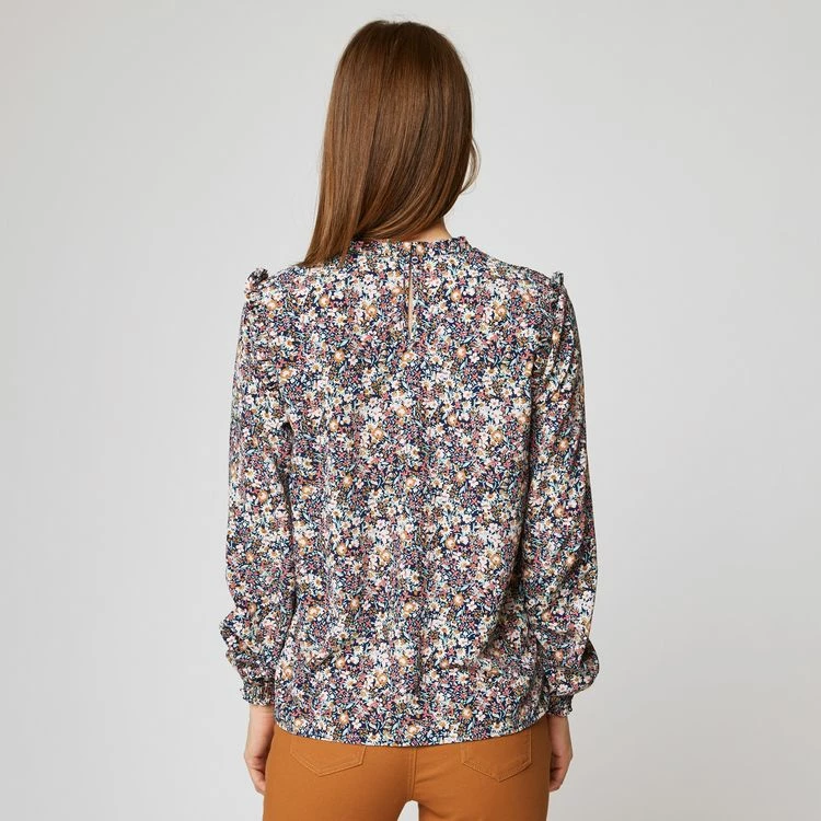 Budget ✨ IN EXTENSO Blouse Col Smock à Fleurs Femme 🧨 2 Budget ✨ IN EXTENSO Blouse Col Smock à Fleurs Femme 🧨 – Image 2