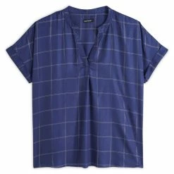 Top 10 💯 IN EXTENSO Blouse Manches Courtes Vareuse Col V à Carreaux Femme 🧨