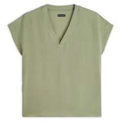 Tout neuf 🎁 IN EXTENSO Blouse Manches Courtes Col V Vert Kaki Femme 🧨