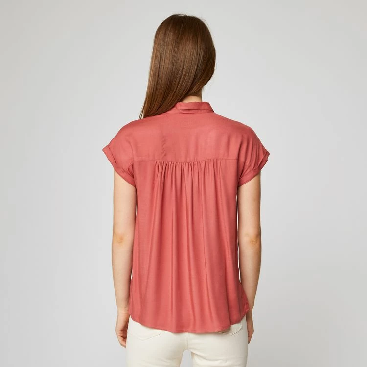 Remise 🎉 IN EXTENSO Blouse Manches Courtes Col Chemise Rose Foncé Femme 👍 2 Remise 🎉 IN EXTENSO Blouse Manches Courtes Col Chemise Rose Foncé Femme 👍 – Image 2