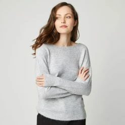 Meilleure vente 👍 IN EXTENSO Pull Col Bateau Gris Femme 🔔