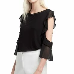 Top 10 🛒 FRENCH CONNECTION Blouse Noir Fluide Femme French Connection Ruffle 🛒