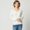 Coupon 👏 IN EXTENSO Pull Col V écru Femme 💯