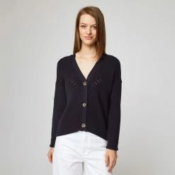 Meilleure vente 😍 IN EXTENSO Gilet Col V Ajourés Femme ❤️