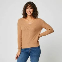 Top 10 😉 IN EXTENSO Pull Col Rond Beige Femme 👏