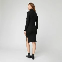 Grosses soldes ⌛ IN EXTENSO Robe Pull Col Roulé Noire Femme 🛒