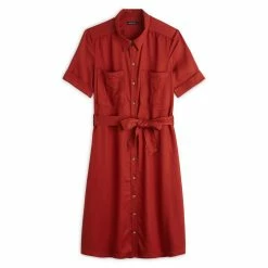 Remise 👏 IN EXTENSO Robe Saharienne Rouge Brique Femme 👏