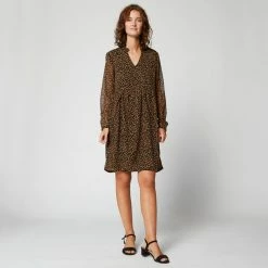 Nouveau 🥰 IN EXTENSO Robe Manches Longues Col V Femme ⌛