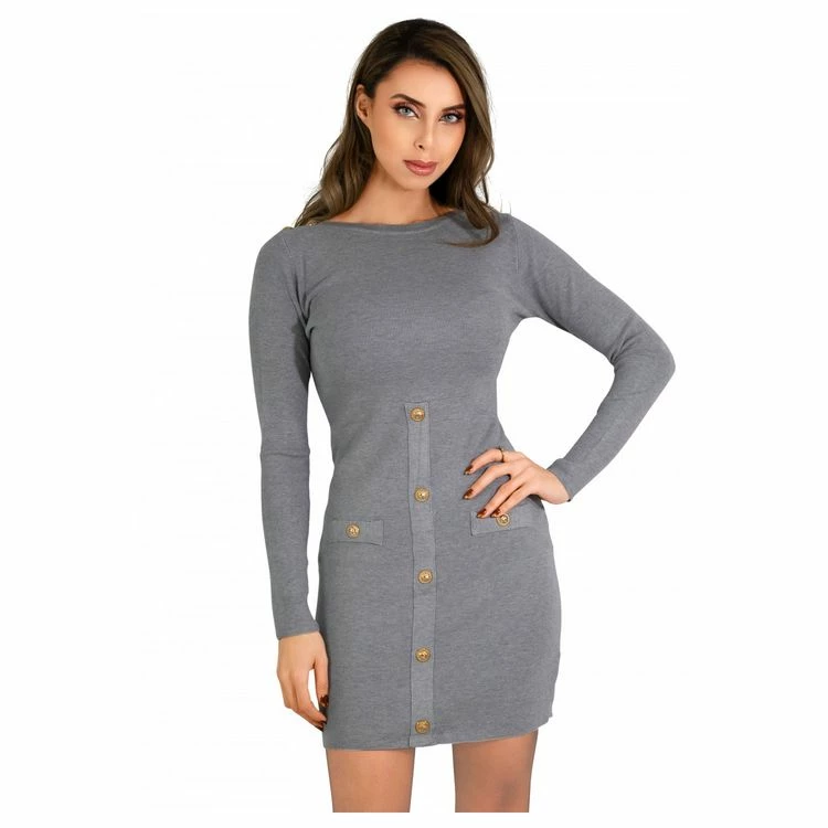 Nouveau 😍 Kebello Robe Pull Bouton DoréFemme 💯 4 Nouveau 😍 Kebello Robe Pull Bouton DoréFemme 💯 – Image 4