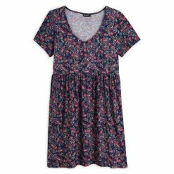 Tout neuf 😀 IN EXTENSO Robe Manches Courtes En Maille Marine Femme ⌛