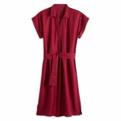Grosses soldes 💯 IN EXTENSO Robe Manches Courtes Avec Ceinture Rose Framboise Femme 🥰 -dona-lisa unnamed file 2360