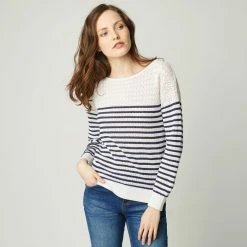 Tout neuf 🔔 IN EXTENSO Pull Marinière Col Bateau Femme 👏