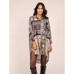 De gros ✨ Ritchie Robe Chemise Courte Motifs Oversize Inael 🎉