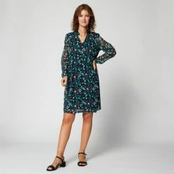 Le moins cher 😉 IN EXTENSO Robe Manches Longues Col V Femme 👍