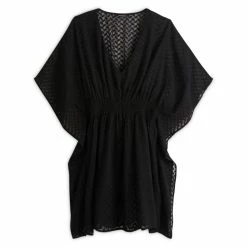 Acheter ⭐ IN EXTENSO Tunique De Plage Tissée Avec élastique Noire Femme 👍