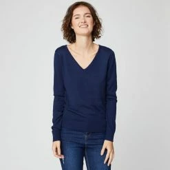 Coupon ✔️ IN EXTENSO Pull Col V Bleu Marine Femme ❤️