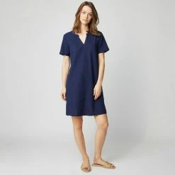 Offres ✔️ IN EXTENSO Robe Manches Courtes Col Tunisien Femme 👏