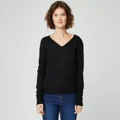 Budget 💯 IN EXTENSO Robe Manches Courtes En Maille Noir Femme 👍