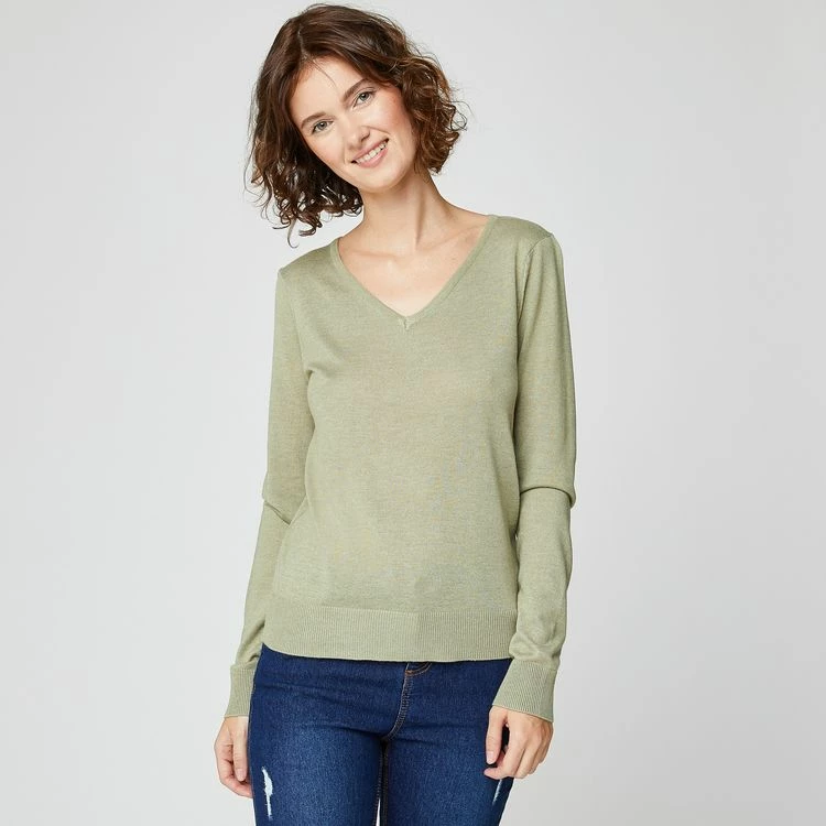 Budget 😀 IN EXTENSO Pull Col V Vert Femme 🎁 1 Budget 😀 IN EXTENSO Pull Col V Vert Femme 🎁