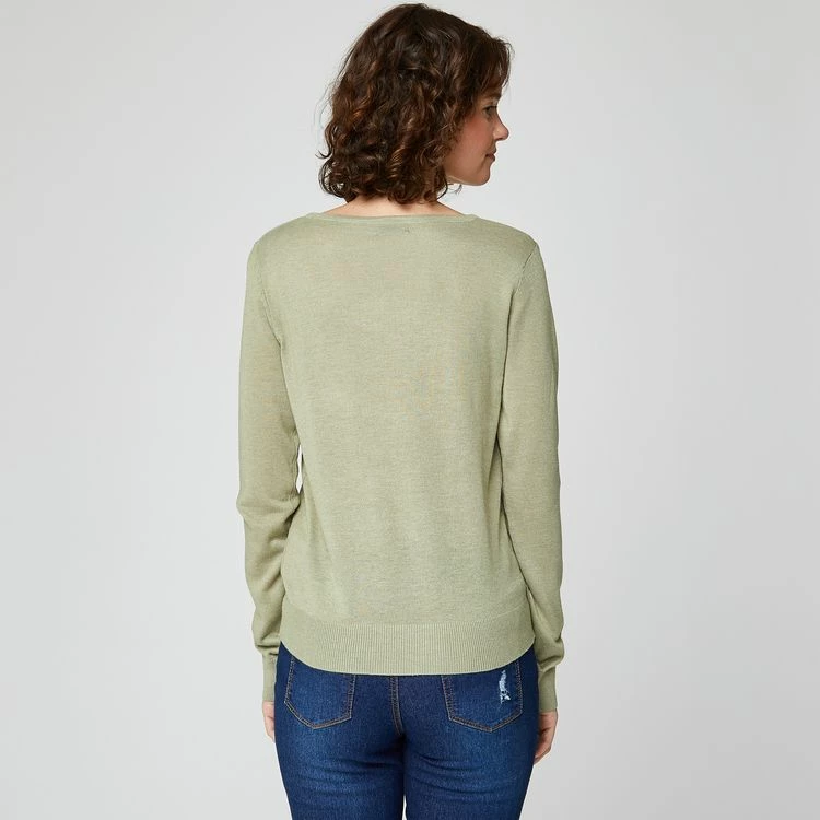 Budget 😀 IN EXTENSO Pull Col V Vert Femme 🎁 2 Budget 😀 IN EXTENSO Pull Col V Vert Femme 🎁 – Image 2