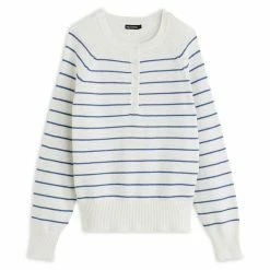 Remise 🛒 IN EXTENSO Pull Col Tunisien Marinière Blanc Femme ✔️ -dona-lisa unnamed file 275