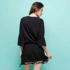 Meilleur prix ✨ No Name Robe De Plage Avec Pompons Noire 🌟 -dona-lisa unnamed file 3217