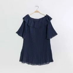 Meilleure vente 🔥 No Name Robe Plissée épaules Dénudées Marine 🌟 -dona-lisa unnamed file 3344