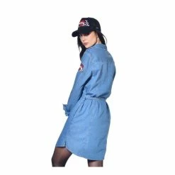 Le moins cher 🎉 VONDUTCH Robe Femme Denim Ajustée Avec Badges Brodes Ding En Coton 😍 -dona-lisa unnamed file 3451