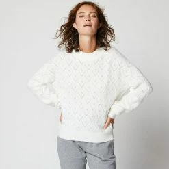 Vente flash ✔️ IN EXTENSO Pull En Maille Avec Perles Blanc Femme 👏