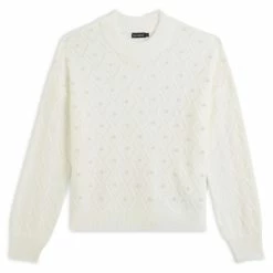 Vente flash ✔️ IN EXTENSO Pull En Maille Avec Perles Blanc Femme 👏 -dona-lisa unnamed file 38