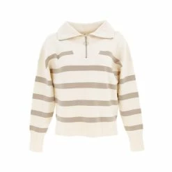 Promo 😍 Vero Moda Sweat Demi Zip Camioneur Vero Moda Vmsaba Stripe Ls Highneck Blouse Ga Noos Beige 12-10 👍