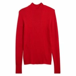 Vente flash 🎁 IN EXTENSO Pull Col Montant Rouge Femme 🛒