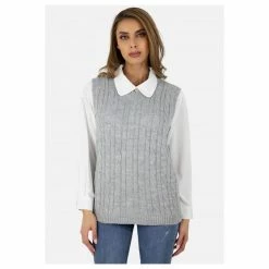Meilleur prix 😀 Kebello Pull Sans Manches En Tricot TorsadéFemme 🧨 -dona-lisa unnamed file 698