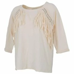 Coupon 🔔 CULTURE SUD Sweat Culture Sud Candou Sweat Franges Blanc 56069 🤩