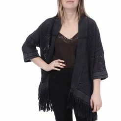 Budget 😉 FRENCH CONNECTION Kimono Gris Femme French Connection Fishermens 🔔