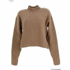 Grosses soldes ⌛ SUPERDRY Pull Fin Superdry Vintage Essential Mock Neck Mink Marron 7-338 💯