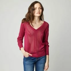 Bon marché 👏 IN EXTENSO Pull En Résille Violet Femme ⌛
